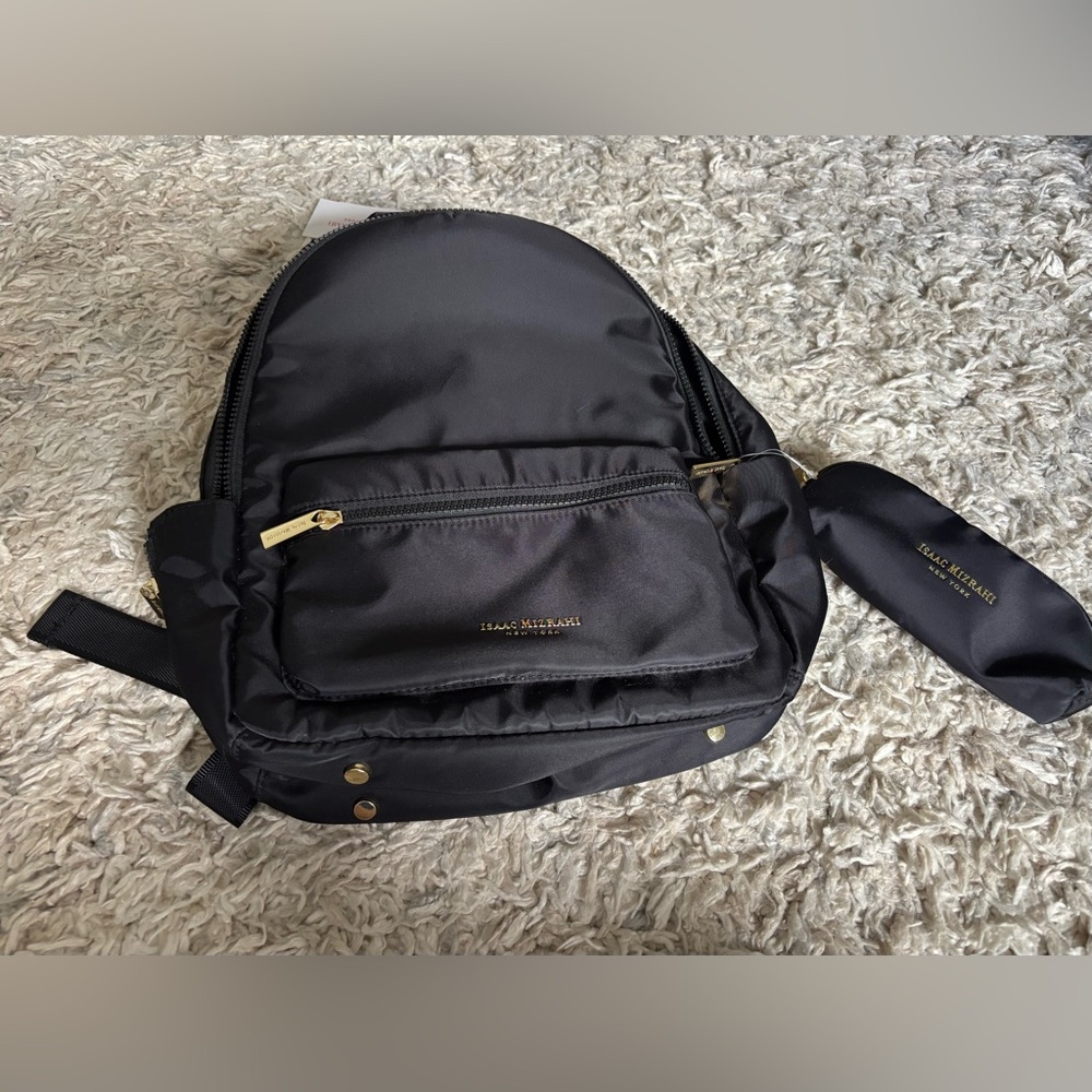 NEW tags Isaac Mizrahi BLACK Backpack small - Picture 1 of 12